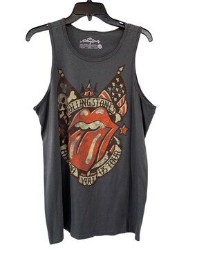 Rolling Stones Tattoo You US Tour Tank Top Mens L Black Graphic Band Tee Sleevel